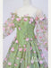 Gorgeous Floral Tulle Sweetheart Neckline Long Sleeves A-line Prom Dresses Gowns PD739