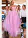 Stunning Tulle Spaghetti Straps Rhine Stones A-line Prom Dresses PD741
