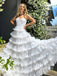 Sparkly Tiered Tulle Sweetheart Neckline Prom Dresses A-line Long Princess Dress PD748