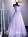 Sparkly Lace Spaghetti Straps Backless A-line Floor-length Prom Dresses PD760