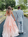 Shining Spaghetti Straps Tulle Prom Dresses A-line Tiered Evening Gowns PD778