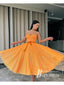 Sweet Strspless A-line Prom Dresses Tulle Tea-length Evening Gowns PD780