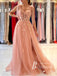 Amazing A-Line Tulle Appliques Prom Dress Split Sweep Train Evening Dress PD787