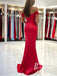 Sexy Satin Off-the-shoulder Mermaid Long Prom Dresses With Slit PD790