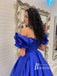 Classic Off-the-shoulder Satin A-line Sweep Train Prom Dress PD793