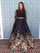 Exquisite 2 Pieces Long Sleeves Prom Dresses Lace & Satin A-line Evening Gowns PD794