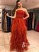 Exquisite Ruffles Organza Strapless Neckline Prom Dresses A-line Long Princess Dress PD796