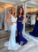 Marvelous Satin & Lace Mermaid Prom Dresses 2 Pieces Gowns With Split PD806