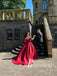 Stunning Satin Off-the-shoulder Beaded Appliques Prom Dresses A-line Ball Gown PD807