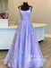 Charming Spaghetti Straps 3D Appliques Prom Dresses Organza A-line Evening Gowns PD832