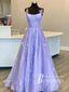 Charming Spaghetti Straps 3D Appliques Prom Dresses Organza A-line Evening Gowns PD832