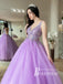 Shiny Tulle Appliques Rhinestone V-neckline A-line Long Prom Dresses PD833