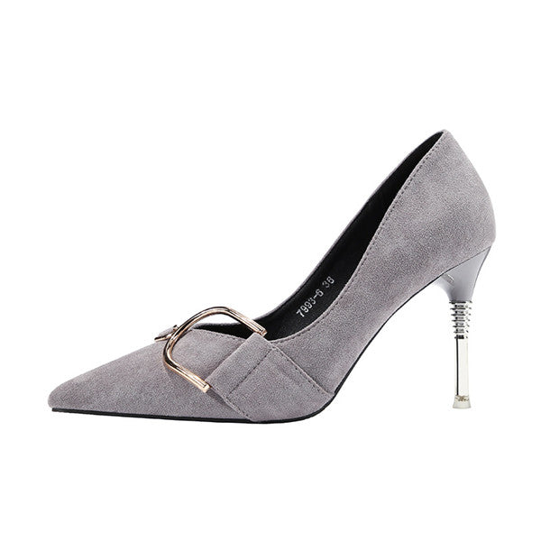 Delicate Suede Closed Toe Stilettos Heels Prom Shoes PS007