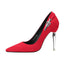 Modern Suede Closed Toe Stiletto Heels Metal Evening Shoes PS010