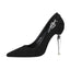 Modern Suede Closed Toe Stiletto Heels Metal Evening Shoes PS010