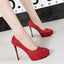 Eye-catching Sequined PU Upper Closed Toe Stiletto Heels Evening Shoes PS012