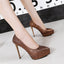 Eye-catching Sequined PU Upper Closed Toe Stiletto Heels Evening Shoes PS012
