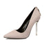 Modest Stiletto Heels Suede Upper Closed Metal Prom Shoes PS013