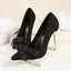 Sweet Suede Upper Metal High Heels Closed Toe Evening Shoes PS018