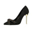 Sweet Suede Upper Metal High Heels Closed Toe Evening Shoes PS018