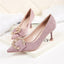 Sweet PU Upper Closed Toe High Heels Prom Shoes With Rhinestones PS020
