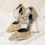 Brilliant PU Upper Closed Toe Sequins Stiletto Heels Evening Shoes PS024