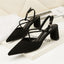 Graceful Suede Upper Closed Toe Chunky Heels Prom Shoes PS026
