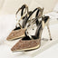 Fabulous Sequined PU Upper Closed Toe High Heels Shoes PS028