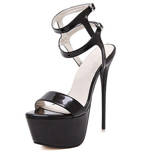 Sexy PU Upper Open Toe Stiletto Heels Shoes PS029