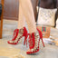 Modern Suede Upper Open Toe High Heels Prom Shoes PS030