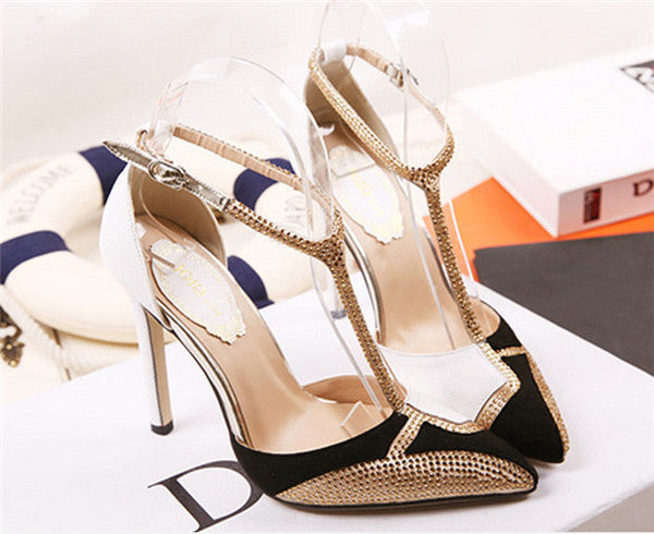 Sparkly PU Upper Closed Toe High Heels Prom Shoes PS032