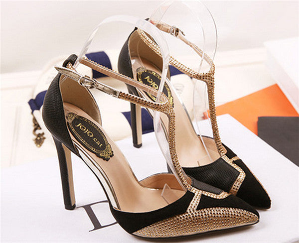 Sparkly PU Upper Closed Toe High Heels Prom Shoes PS032