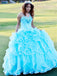 Halter Tulle Ball Gown Quineanera Dresses With Rhinestones QD011