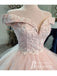 Amazing Tulle Off-the-shoulder Appliques Quinceanera Dresses Beaded A-line Ball Gown QD018