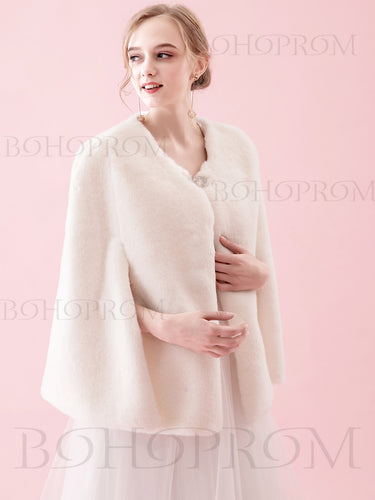 Warm White Shawl Faux Fur Wraps For Winter Wedding Or Prom Party SW001