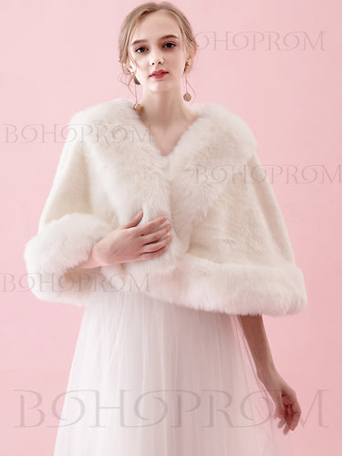 Elegant Women's Bridal Shawl For Wedding Party With Faux Fur SW002