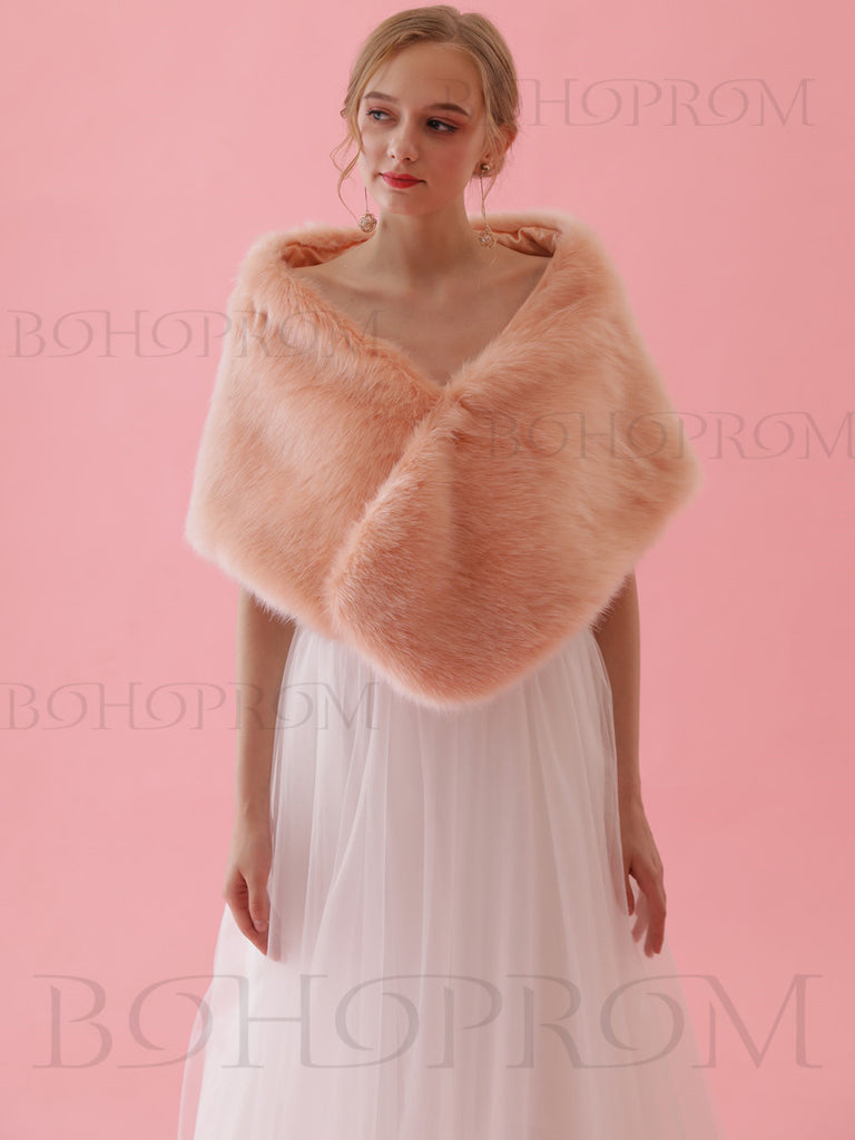 Modest Warm Wraps Women's Winter Party Faux Fur Shawl SW006