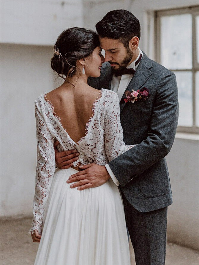 Crop Top Wedding Dress, Long Sleeve Lace Two Piece Wedding Dress, Wedding  Dress, Bridal Separate Keira - Etsy