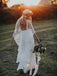 Romantic Lace V-neck Neckline Bat Sleeves Sheath Wedding Dresses WD149