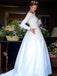 Charming Satin & Lace Bateau Neckline Long Sleeves A-line Wedding Dresses WD159