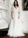 Gorgeous Tulle Short Sleeves A-line Wedding Dresses WD167