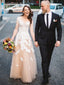 Modest Tulle Scoop Neckline Long Sleeves A-line Wedding Dresses With Appliques WD181