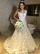 Marvelous Tulle V-neck Neckline Sweep Train A-line Wedding Dresses WD174