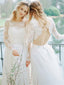 Chic Tulle Bateau Neckline Long Sleeves A-line Wedding Dresses WD178
