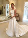 Simple Satin Bateau Neckline A-line Wedding Dresses WD180