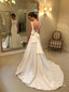 Simple Satin Bateau Neckline A-line Wedding Dresses WD180