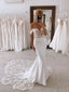 Exquisite Off the Shoulder Mermaid Bridal Gown with Scalloped Lace Train Wedding Dress WD1912