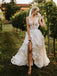 $298.99 Delicate Lace V Neck A Line Wedding Dress Tulle Wedding Gown with Sweep Train WD1916