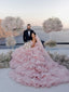 Layers Tulle Ball Gown Wedding Dress Drama Pink Wedding Dress WD1919