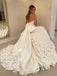 $268.99 Floral Lace Strapless A Line Wedding Dress with Satin Bowtie Boho Wedding Gown WD1934